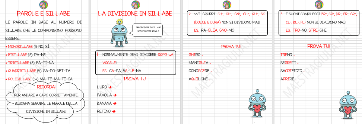 Attività su fogli digitali- La divisione in sillabe – Maestra Giulia